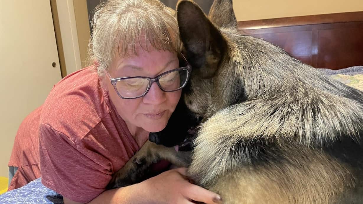 Jill, founder of Jill's Nook and her dog Roscoe
